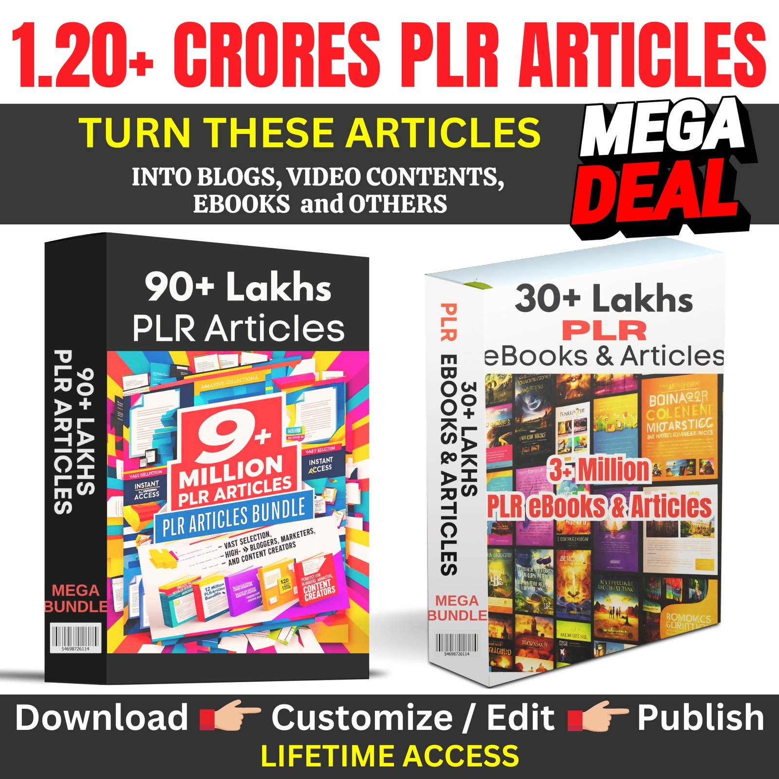 Get Over 1.20+ Crores PLR eBooks & Articles in Various Topics