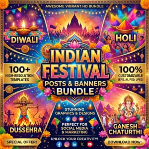 INDIAN FESTIVAL POSTS & BANNERS BUNDLE - Resell Rights Included