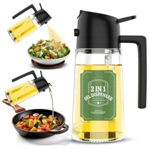Oil Spray Bottle for Cooking, Premium Glass 2 in 1 Oil Dispenser