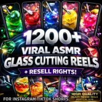 1200+ Viral ASMR Glass Cutting Reels – Satisfying Content + Resell Rights!