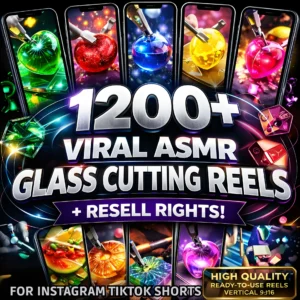 1200+ Viral ASMR Glass Cutting Reels – Satisfying Content + Resell Rights!