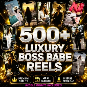 500+ Luxury Aesthetic Boss Babe Reels – Viral Content + Resell Rights!